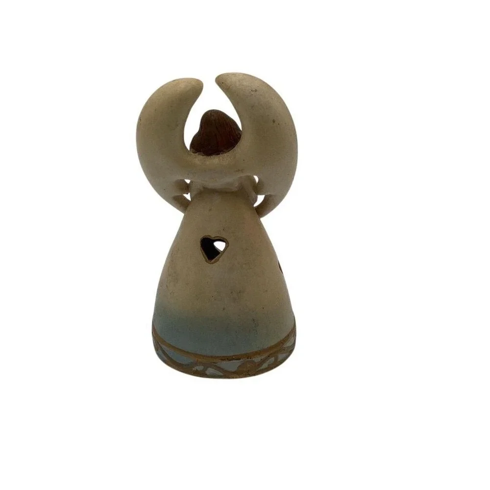 Vintage Ceramic Angel Bell Figurine with Heart Cutouts Home Decor